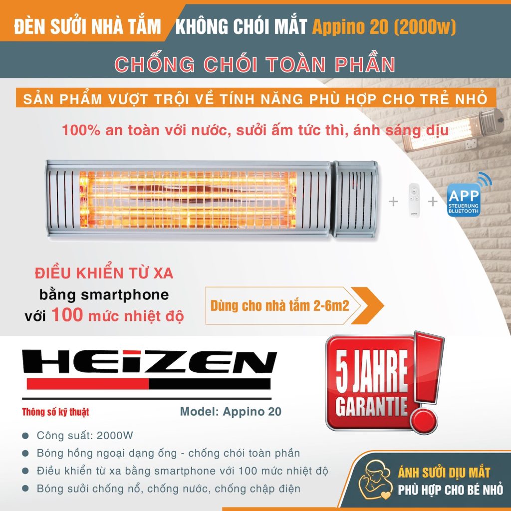 Đèn Sưởi hồng ngoại cao cấp Heizen APPINO20