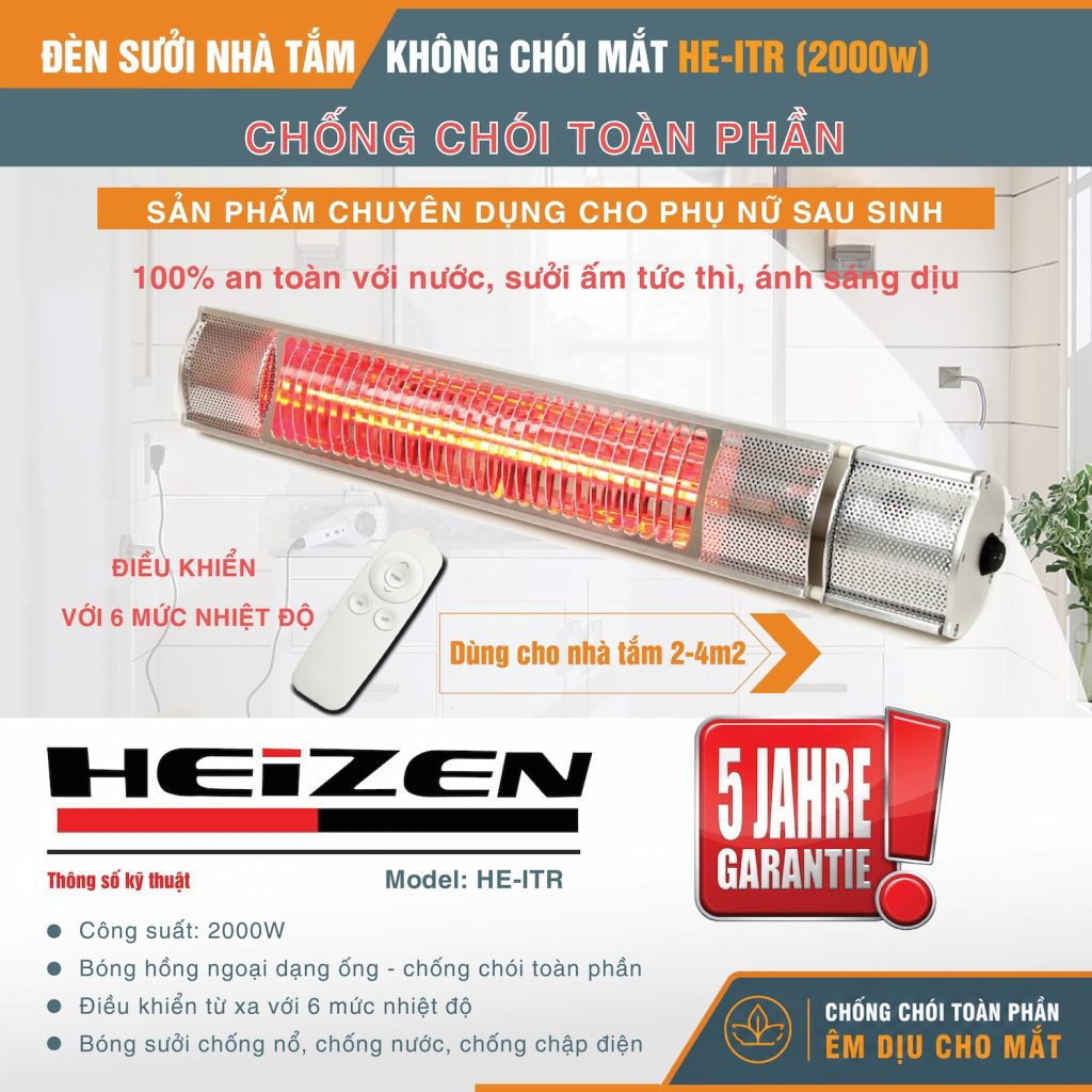 Đèn sưởi không chói mắt Heizen HEITR