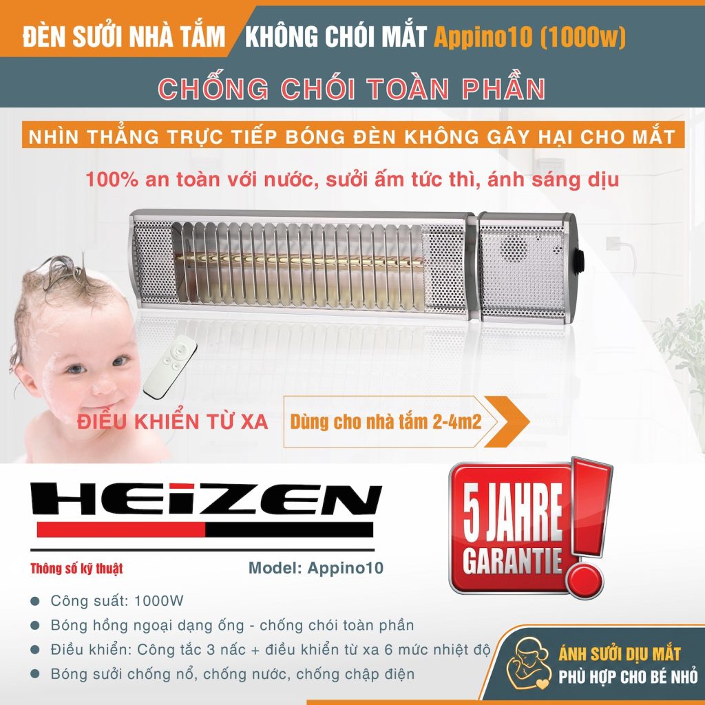Đèn sưởi hồng ngoại cao cấp Heizen APPINO10