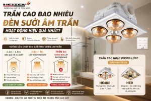 chiều cao trần lắp đèn sưởi âm trần