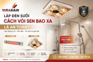 Lắp đèn sưởi cách vòi sen bao xa