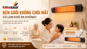 đèn sưởi không chói mắt có làm khô da không