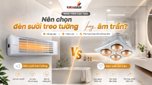 nhà tắm cải tạo nên chọn đèn sưởi treo tường hay âm trần